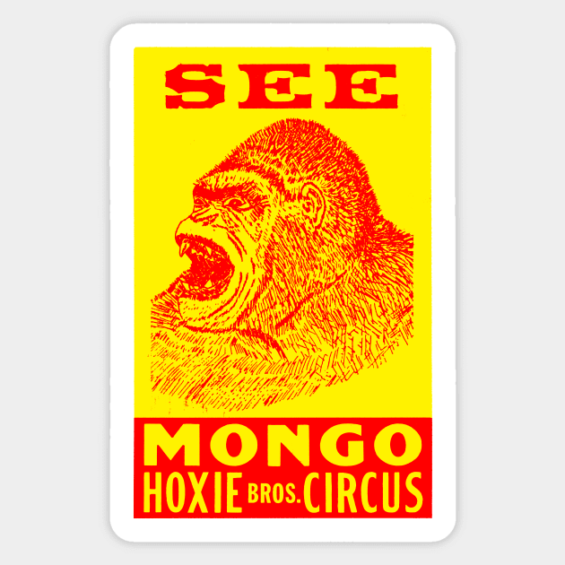 Mongo The Circus Gorilla - For Dark Background Sticker by MatchbookGraphics